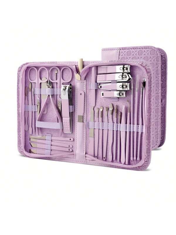 Manicureset Professionele nagelknipperset Pedicureverzorgingstools Roestvrijstalen nagelverzorgingsset voor mannen en vrouwen Cadeaus Geweven opbergdozen