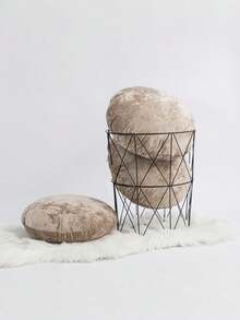 1pc/2pcs Frost Fleece Solid Color Round Throw Pillow Cover, Minimalist Velvet Decorative Cushion Cover For Living Room, Bedroom, Sofa, Garden, Diameter 45cm, Pillow Insert Not Included - Grey - View 4