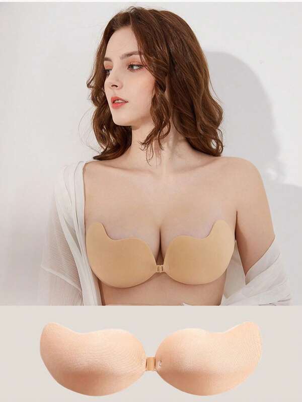 1Pair Of Ultra-Comfortable Silicone Strapless Backless Push-Up Bras - Wireless, Self-Adhesive, Opaque, And Non-Woven Fabric - Perfect For Women Of All Sizes