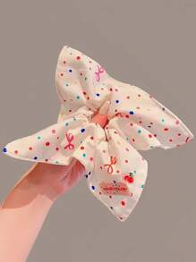 1 pièce Chouchou en tissu doux à pois colorés de style universitaire, accessoire de cheveux polyvalent pour élastiques à queue de cheval, supports de queue de cheval, élastiques à cheveux, élastiques en caoutchouc, chouchous, corde à cheveux