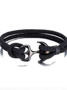 1 pieza Brazalete con forma de cuerda y ancla náutica, brazalete de moda para hombres y mujeres, accesorio de viaje