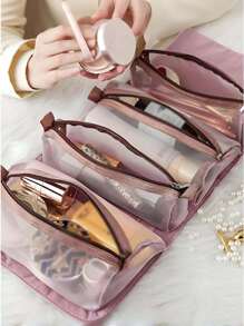 Four-In-One Cosmetic Bag, Cosmetic Storage Bag, Portable Toiletry Bag, Detachable Four-In-One Cosmetic Bag, Multi-Functional Lightweight Travel Women's Folding Travel Cosmetics Storage Toiletry Bag, Multi-Functional Folding Net Bag Toiletry Bag Portable Hanging Travel Storage Bag, Multi-Functional Folding Net Bag Toiletry Bag Portable Hanging Travel Storage Bag