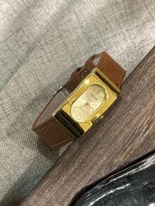 1件女款手錶，優雅休閒，金色錶盤，奢華時尚設計，適合日常生活與聚會/錶帶顏色：黑色/棕色/紅色 - 均碼 - 查看 3