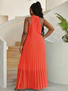 Astrid Plus Size Women's Sleeveless Solid Color Dress, Vacation Style - Burnt Orange - View 5