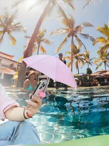 2-In-1 Pig-Shaped Phone Umbrella With Universal Suction Cup Holder | Anti-UV Sun Shade & Rainproof Cover For Smartphones | Anti-Glare Reflective Screen Protector, Portable Outdoor Travel Accessories For Camping, Workouts, Vacations (Polyester Fiber)