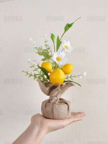 1PC Artificial Lemon Tree Real Mini Suitable For Home Kitchen Balcony Office Living Room Dining Table Decoration