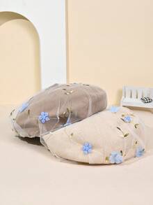 1 件女士兔毛英伦复古休闲贝雷帽，金属标志百搭海军帽，时尚八角帽，别致报童帽，适合春秋冬