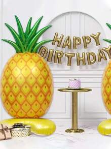 1pc Giant Pineapple Foil Balloon With Base - Summer Party Decoration, Hawaiian Theme, Suitable For Beach And Camping Parties, Tropical Party Decorations, Inflatable Tropical Decor, Summer Party Supplies
