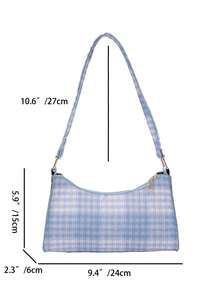 Minimalist Elegant Solid Color Stone Texture Shoulder Bag - Blue - View 2