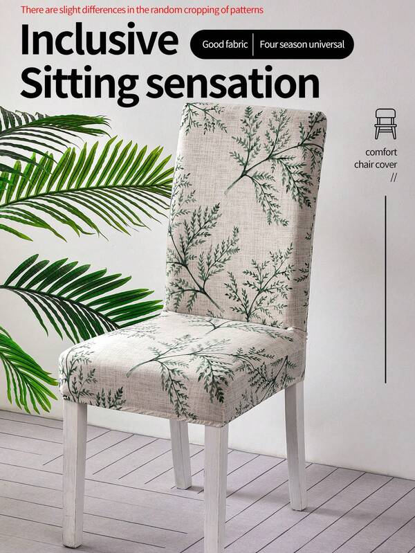 1pc/4pcs/6pcs Decorative Chair Covers, Floral Print, Milk Silk Material, Anti-Slip Elastic Fit, Perfect For Chairs, All Season
