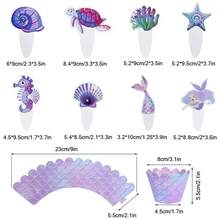 16 件丛林动物纸杯蛋糕装饰包装可爱狮子猴子蛋糕装饰适用于动物生日派对装饰、野性派对蛋糕装饰、生日礼物、派对礼品、圣诞节 - 美人魚 - 查看 7