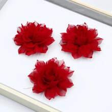 5 件/包 8 厘米布料人造山茶花蕾丝花边，手工 DIY 花卉装饰配件，适用于婚纱、发饰 - 彩色 - 查看 7