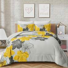 King Size Comforter Set Black/Gold Floral Bedding Comforter Sets Soft Microfiber Bed Comforter Set For All Season 3 Piece Botanical Flowers Comforter, Pillowcases Bedroom Decro Room Decor Valentine Decor - Taupe Floral - 查看 7