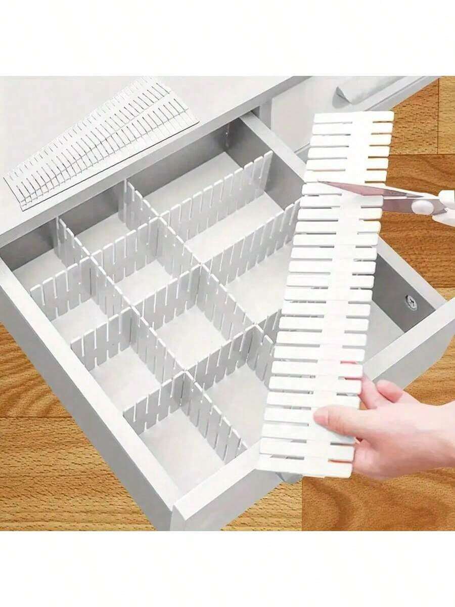 12pcs Adjustable Plastic Table & Drawer Organizers Dividers - Multipurpose Office, Dorm, Home Storage System - Multi-Functional Divider Accessories - Multicolor - View 1