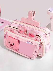 1 Peça Estojo de Lápis Grande de Estilo Novo 2025 com Capacidade, Bolsa de Papelaria Transparente com Tampa Flip Multi-Camadas, Pode Ser Usado para Armazenar Canetas, Borrachas, Réguas e Outras Papelarias, Bolsa de Papelaria à Prova de Poeira e Sujeira para Escrivaninha Escolar, Bolsa de Armazenamento de Cosméticos Multifuncional para Dormitório. Somente os acessórios mostrados abaixo da imagem principal estão incluídos. Volta às Aulas, Materiais Escolares, Estojo de Lápis, Mochila Escolar