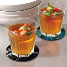 6pcs/Set Gold Marble Coasters, 4 Inches (10.16cm) Diameter, Designed For Drinks, Made Of Absorbent Rubber Material With Non-Slip Bottom, Ideal For Home Kitchen Or Bar Decoration, Also Great Housewarming Gift