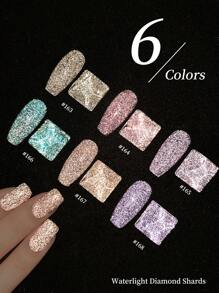 XEIJAYI XEJAYI 6-Color 15ml Water Light Crushed Gel Nail Polish Set,UV LED Soaking Nail Gel, Semi-Permanent, DIY Salon Quality Nail Art Gel For Spring And Summer