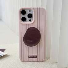 GUCADI 1pc Vertical Striped Elegant Protective Case With Coffee Bean Holder, Retro Brown Holder, High-Quality Gift Compatible With IPhone 16/15/14/13/12 Series, Anti-Drop Waterproof Shockproof Scratch Resistant - Pink - View 11