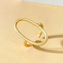 1 pieza Anillo abierto ovalado minimalista chapado en oro de 18K, adecuado para uso diario