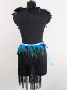 Chal de plumas, tirante de hombro de plumas de moda, cuello falso gótico, media falda de plumas, accesorios de decoración personalizada gótica, utilería para juegos de roles, fiestas, actuaciones en el escenario, festivales de música, carnaval, disfraz para el Día de la Madre, ropa, otras plumas naturales, plumas, accesorios de Halloween para todas las estaciones