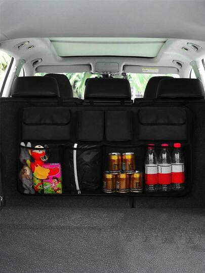 Multifunctional Car Trunk Storage Bag - Waterproof And Wear-Resistant Durable Oxford Cloth, Hook And Loop And Buckle Fastening, Easy To Install, Foldable And Portable, Eight Independent Pockets Maximize Trunk Space, Keeps Car Neat And Organized, Great For Travel And Daily Use, Large Capacity Storage Solution, Easy To Clean, Suitable For Various Car Models, Net Pocket Sundries Storage Bag, Car Seat Back Storage Bag