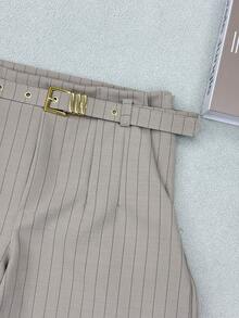 AZALEA Women's Striped Shorts With Tailored Belt - Sọc mơ - Xem 3