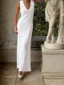 Damen lässiges Urlaubskleid mit elegantem Blume Muster aus Chiffon