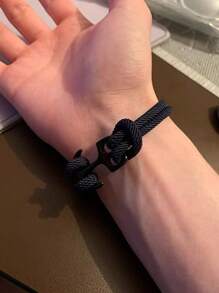 1 pieza Brazalete con forma de cuerda y ancla náutica, brazalete de moda para hombres y mujeres, accesorio de viaje
