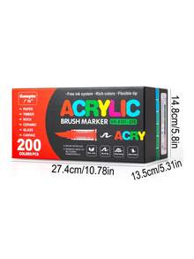 GuangNa 24 لون/24 قطعة قلم تحديد أكريليك أنيق بتصميم فوهة ناعمة شخصية، قلم حبر ملون للخط الجميل والرسم والتلوين، قلم مائي أساسي - لوازم مدرسية - متعدد الألوان - مشاهدة 22