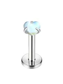 1/4pcs Minimalist Spiral Auroras Heart Shape Holographic Lip Stud, Cartilage Earrings, European & American Style Body Piercing Jewelry, Suitable For Daily Wear