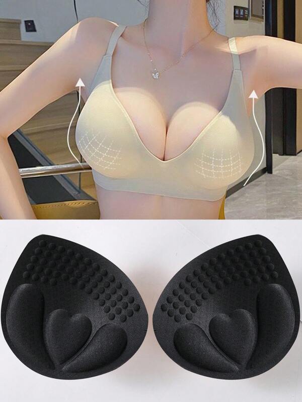 1pair Thickened 4cm Underwear Cup Summer Dresses Lingerie Lingerie Set, Small Breast Padding, Removable And Washable Push-Up Breast Pad Inserts To Increase Padding, Underwear And Bra Accessories