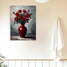 Framed Vintage Red Roses Canvas Wall Art, Still Life Painting For Living Room, Bedroom, Kitchen, Home And Office Decor - Framed - View 2