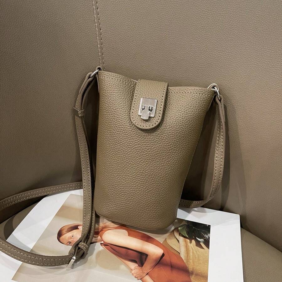 Cowhide All-Match Mobile Phone Bag Fashion Simple Mini Mini Shoulder Messenger Bag - Elephant Gray - View 1