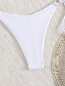 Nuovo costume da bagno sexy alla moda, bikini a due pezzi con bandeau a tinta unita e spalline incrociate per le donne