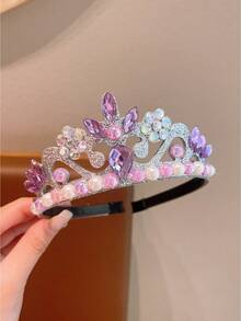 1pc Cute Princess Rhinestone Crown Headband For Girls - Hairband - View 6