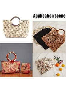 1 stuk houten handvat, rond houten handvat, handgemaakt rond houten handvat, houten handvat voor tasriem, accessoires voor tashandvatten, retro portemonnee met houten handvat, picknickmand met houten handvat, modieuze damestas met houten handvat, handgemaakte vervangende tashandgreep, geschikt voor doe-het-zelf knutselaccessoires - Veel kleurig - Bekijken 1