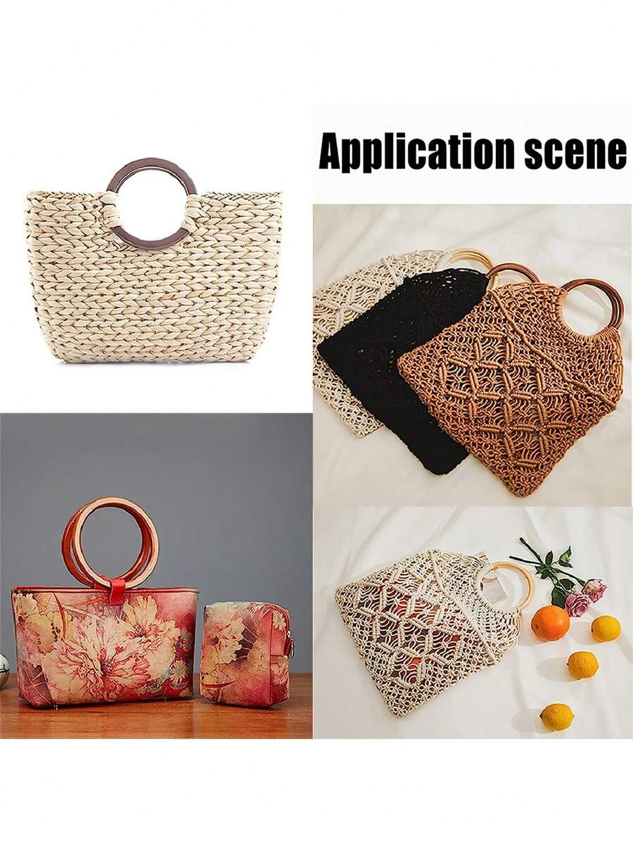 1 stuk houten handvat, rond houten handvat, handgemaakt rond houten handvat, houten handvat voor tasriem, accessoires voor tashandvatten, retro portemonnee met houten handvat, picknickmand met houten handvat, modieuze damestas met houten handvat, handgemaakte vervangende tashandgreep, geschikt voor doe-het-zelf knutselaccessoires - Veel kleurig - Bekijken 1