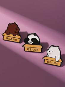 3 pièces Broches pins de bande dessinée d'ours, panda adorable, ours polaire, ours brun, accessoires décoratifs en métal d'alliage pour sacs, vêtements, robe, accessoires pour vêtements, sacs, charmes, école, bureau, chemises, vestes, bijoux, Noël, Halloween