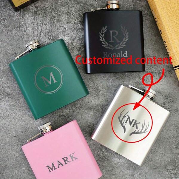 1 Pezzo Bottiglia personalizzata da 6 once, Bottiglia personalizzata in acciaio inossidabile, Regalo per testimone, testimone di nozze, sposo, idea regalo di matrimonio, festa del papà, bottiglia da liquore per testimoni