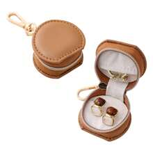 CASEGRACE 1pc Portable PU Leather Jewelry Box, Small Cute Jewellery Earring Ring Organizer Box, Travel Jewelry Storage Case, Mini Storage Box - Perfect Girl Women Gift For Wedding, Travel Wedding Travel Essentials Holiday Essentials Summer For Women Storage Organizer Gift Back To School