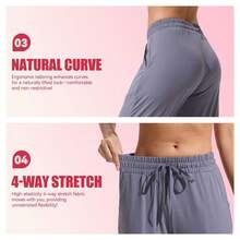Paquete de 3 pantalones de chándal con bolsillos para mujer - Pantalones deportivos de cintura alta talla grande para yoga, entrenamiento y ocio - Gris Claro - Ver 5