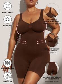 1 pieza Mono sin costuras con escultura de cintura para mujer talla grande, con soporte invisible para levantar y controlar el abdomen, para verano