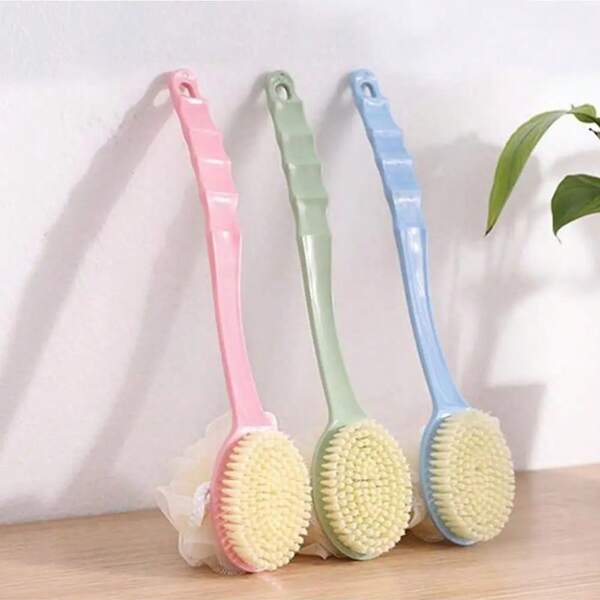 2 In 1 Soft Bristle Massage Bath Brush,Long-Handled Back Scrubber Bath Brush,Bath Brush With Bath Ball,Double-Sided Bath Brush,Soft Bristle Exfoliating Bath Brush Shower Brush Back To School