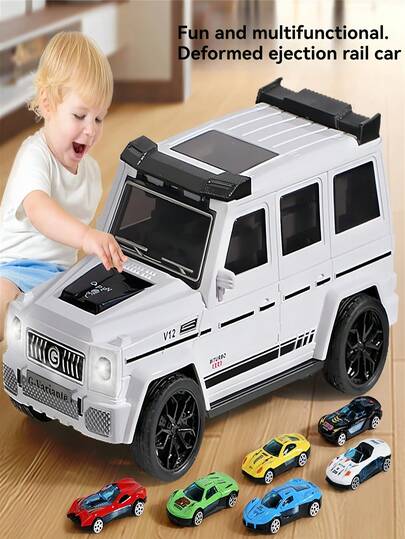 Children's Transforming Track Off-Road Vehicle, Inertia-Driven, Foldable And Portable For Easy Storage, Features A Launching Track, Promotes Parent-Child Interaction, Offers Multiple Ways To Play, Is Drop-Resistant And Durable, And Is An Educational Toy Car Suitable As A Gift For Boys And Girls Aged 3-12.