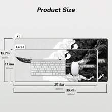 BHJLAXR Black And White Japanese Samurai Sword Game Mouse Pad XL, Extended Large Mouse Pad Desktop Pad, Stitched Edge Mouse Pad, Long Mouse Pad, 31.5 X 11.8 Inches