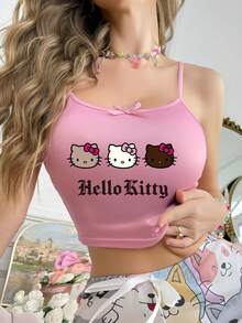 1 Pieza Sanrio Hello Kitty Top Pijamas Ropa de Dormir para Mujer Verano Camisa Hello Kitty Ropa Artículos Pjs Crop Tops Mujer Kuromi Hello Kitty Pijamas Camisetas de Tirantes - Rosa - Ver 2