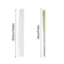 可爱水豚图案中国筷子，便携式 24 厘米 316 不锈钢防滑筷子带餐具盒，耐高温可重复使用寿司棒，耐用防霉厨房餐具，可用洗碗机清洗，适合学生和成人在家中、学校、办公室、户外露营、野餐、旅行中使用