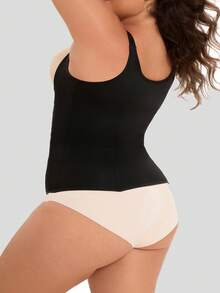 女士束腰背心，压缩塑身衣，用于核心锻炼和姿势支撑 - 黑色 - 查看 2