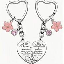 2pcs (1 Set) Heart Shaped Keychain Gift Set For Mom And Daughter, Mother's Day & Daughter Gift