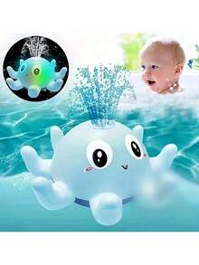 Cute Octopus Kids Pool Bath Toys Bathroom Automatic Induction Water Spray Small Octopus Electric Octopus With Light Music Play Water Baby Bathroom Toys, Gift